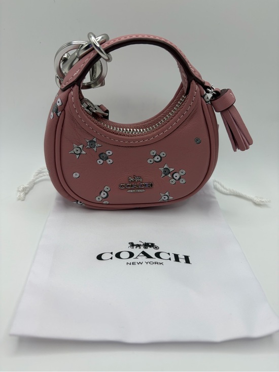 Coach Handbags - COACH Pink Floral Studded Mini Hobo Keyring Bag Charm